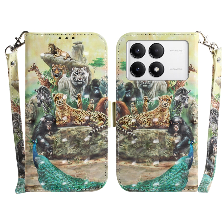 

For Xiaomi Redmi K70 Pro / K70 3D Colored Flip Leather Phone Case(Zoo)