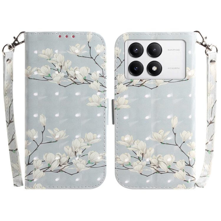 

For Xiaomi Redmi K70 Pro / K70 3D Colored Flip Leather Phone Case(Magnolia)
