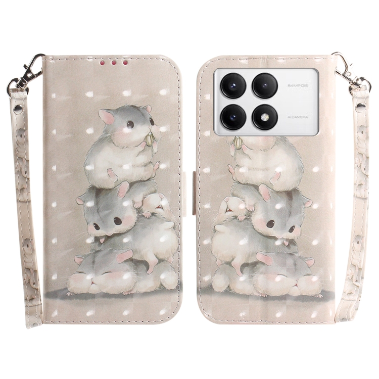 

For Xiaomi Redmi K70 Pro / K70 3D Colored Flip Leather Phone Case(Squirrels)