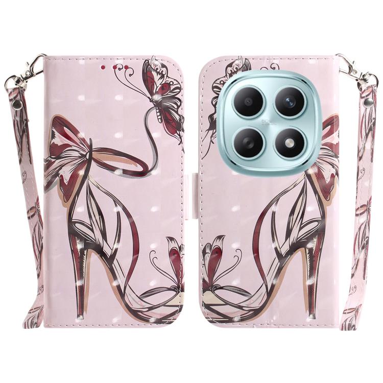 

For Redmi Note 15 4G / 5G Global 164mm / Poco M8 5G 3D Colored Flip Leather Phone Case(Butterfly High-heeled)