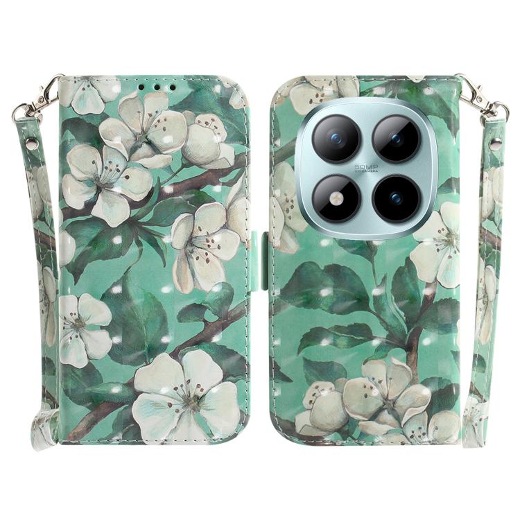 

For Redmi Note 15 Pro+ 5G 163.3mm / Poco M8 Pro 5G 3D Colored Flip Leather Phone Case(Watercolor Flower)