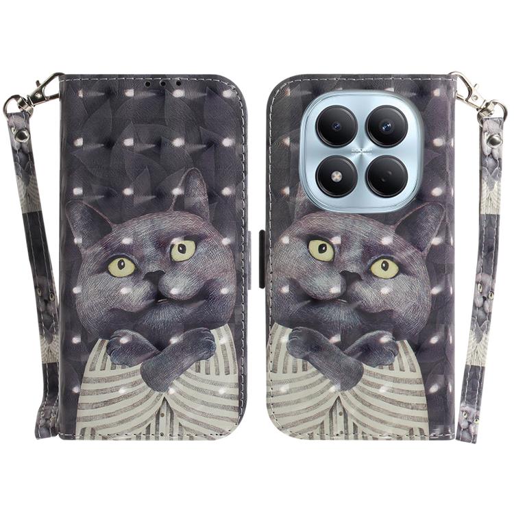 

For Redmi Note 15 Pro 4G Global 163.2mm 3D Colored Flip Leather Phone Case(Hug Cat)