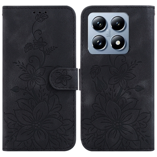 

For Xiaomi 14T Lily Embossed Leather Phone Case(Black)