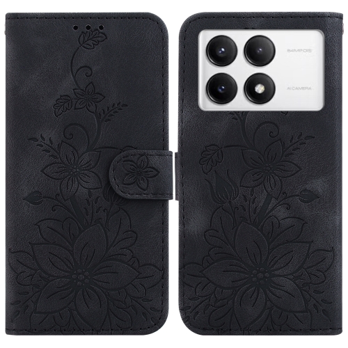 

For Xiaomi Redmi K70 / K70 Pro Lily Embossed Leather Phone Case(Black)