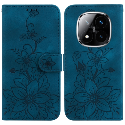 

For Redmi Note 14 Pro / Note 14 Pro+ 5G Lily Embossed Leather Phone Case(Dark Blue)