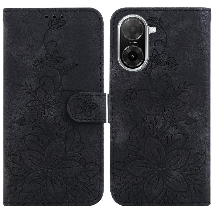 

For Redmi A5 4G 173.3mm Lily Embossed Leather Phone Case(Black)