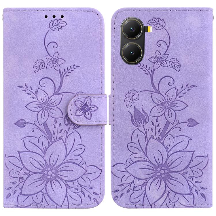 

For Redmi Turbo 4 / Xiaomi Poco X7 Pro Lily Embossed Leather Phone Case(Purple)