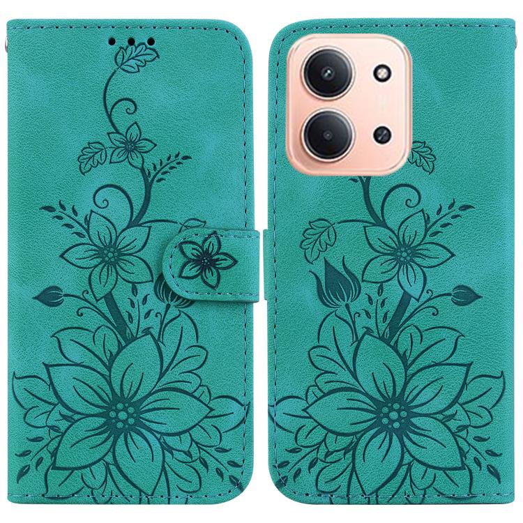 

For Redmi 15C 4G 173.1mm / 15C 5G 173.1mm Lily Embossed Leather Phone Case(Green)