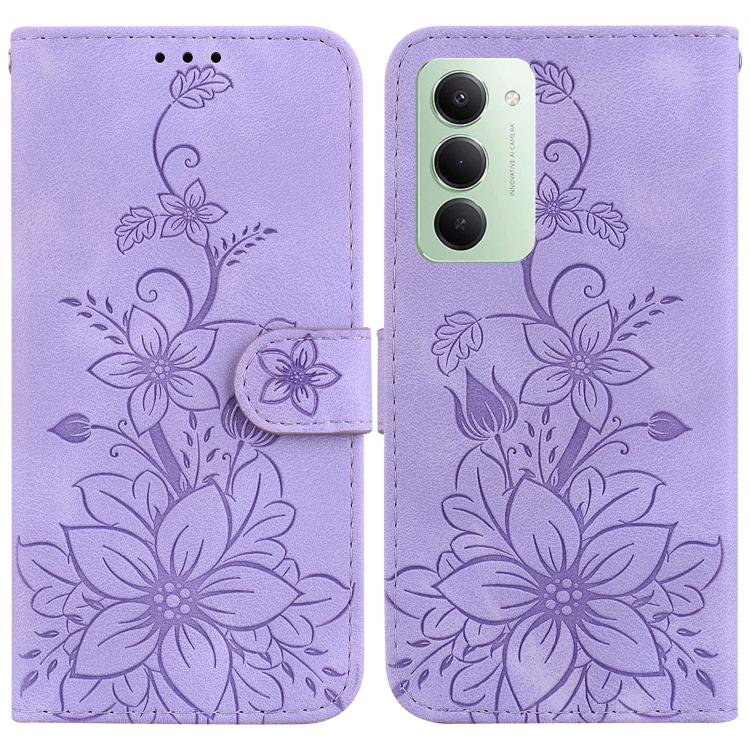 

For Redmi 15 5G Global / 15 4G SEA 169.5mm Lily Embossed Leather Phone Case(Purple)