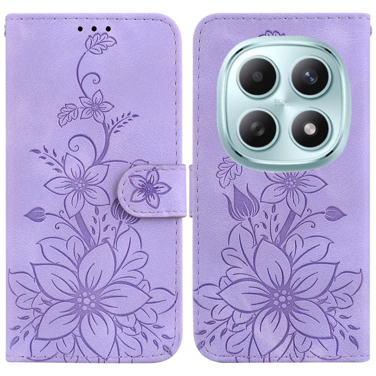 

For Redmi Note 15 4G / 5G 164mm / Poco M8 5G Lily Embossed Leather Phone Case(Purple)
