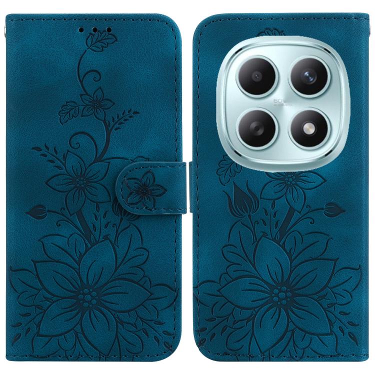 

For Redmi Note 15 4G / 5G 164mm / Poco M8 5G Lily Embossed Leather Phone Case(Dark Blue)
