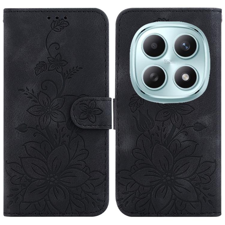 

For Redmi Note 15 5G Global 164mm Lily Embossed Leather Phone Case(Black)