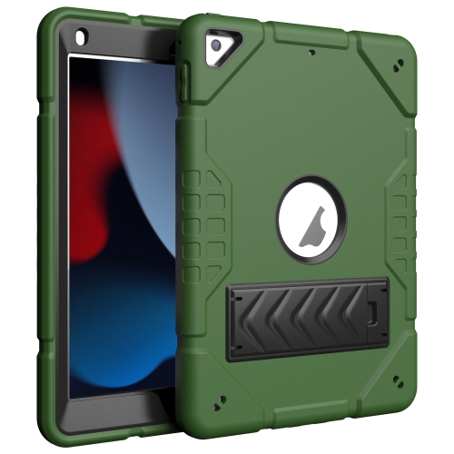 

For iPad 10.2 2021 / 2020 / 2019 Armor Holder Silicone Hybrid PC Tablet Case(Army Green Black)