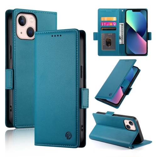 

For iPhone 13 mini Side Buckle Magnetic Frosted Leather Phone Case(Blue)