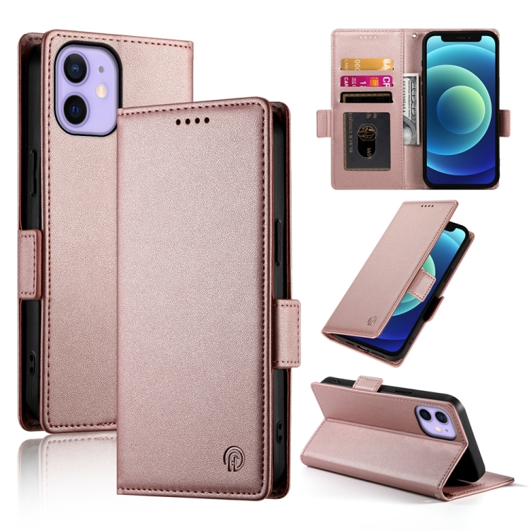 

For iPhone 12 mini Side Buckle Magnetic Frosted Leather Phone Case(Rose Gold)