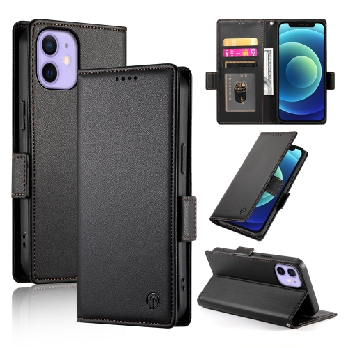 

For iPhone 12 mini Side Buckle Magnetic Frosted Leather Phone Case(Black)