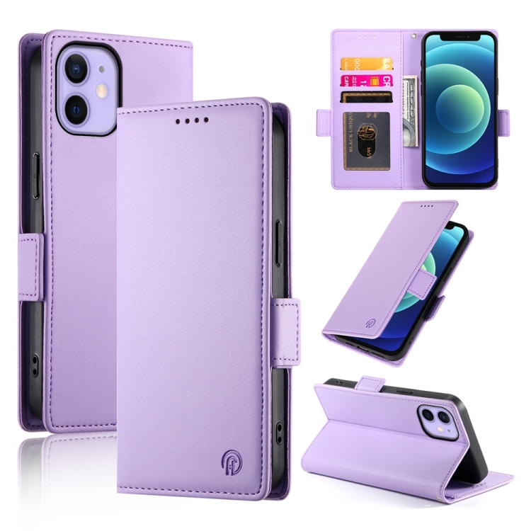 

For iPhone 12 mini Side Buckle Magnetic Frosted Leather Phone Case(Purple)