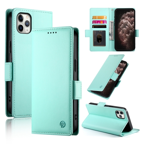 

For iPhone 11 Pro Max Side Buckle Magnetic Frosted Leather Phone Case(Mint Green)