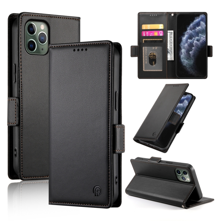 

For iPhone 11 Pro Side Buckle Magnetic Frosted Leather Phone Case(Black)