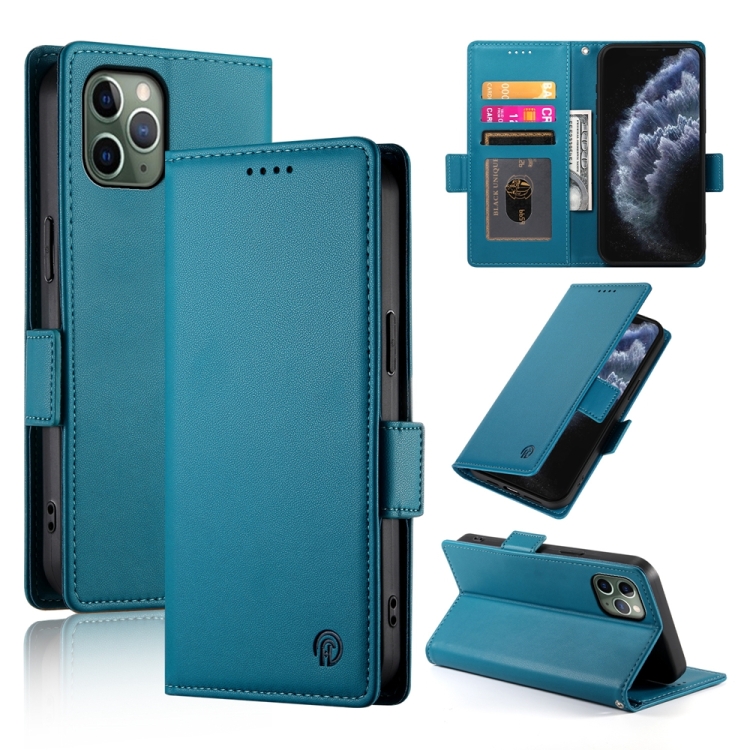 

For iPhone 11 Pro Side Buckle Magnetic Frosted Leather Phone Case(Blue)