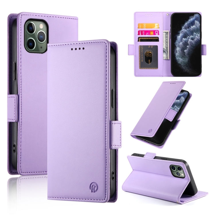 

For iPhone 11 Pro Side Buckle Magnetic Frosted Leather Phone Case(Purple)