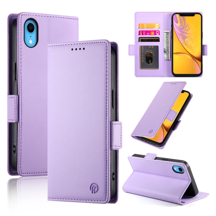

For iPhone XR Side Buckle Magnetic Frosted Leather Phone Case(Purple)