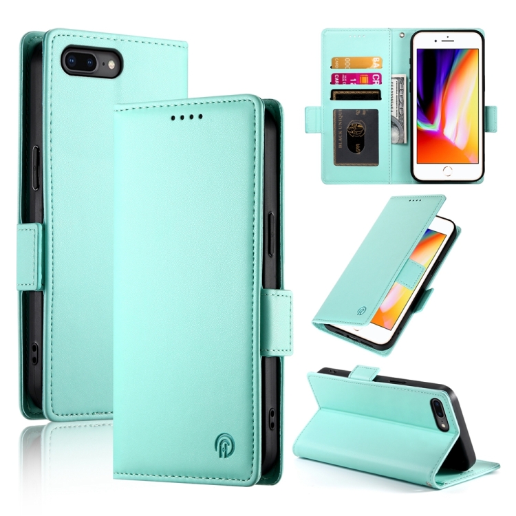 

For iPhone 8 Plus / 7 Plus Side Buckle Magnetic Frosted Leather Phone Case(Mint Green)