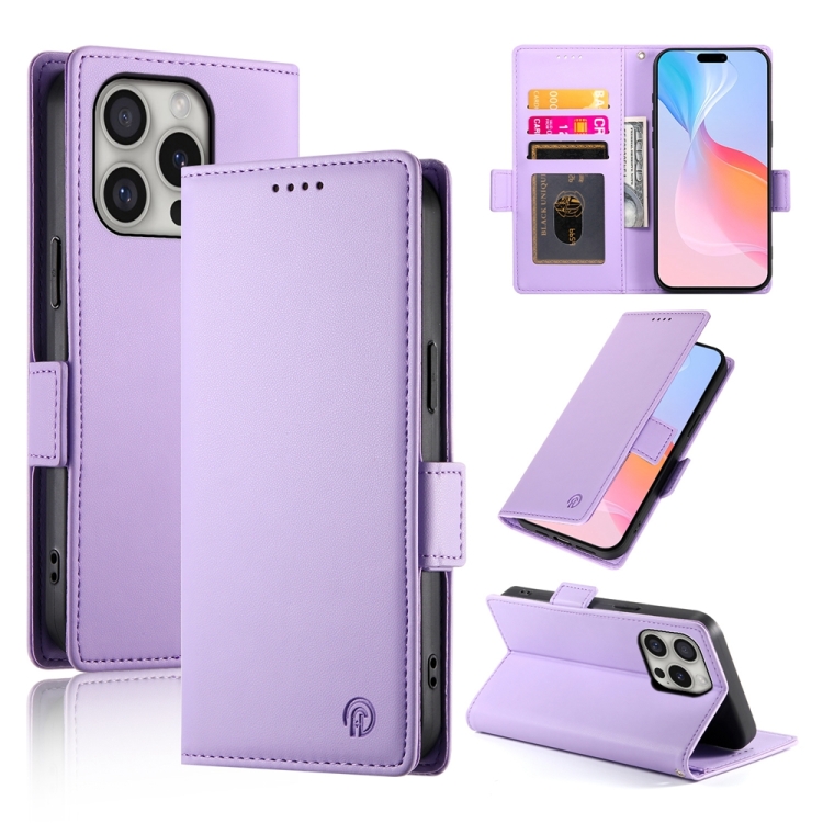 

For iPhone 16 Pro Side Buckle Magnetic Frosted Leather Phone Case(Purple)