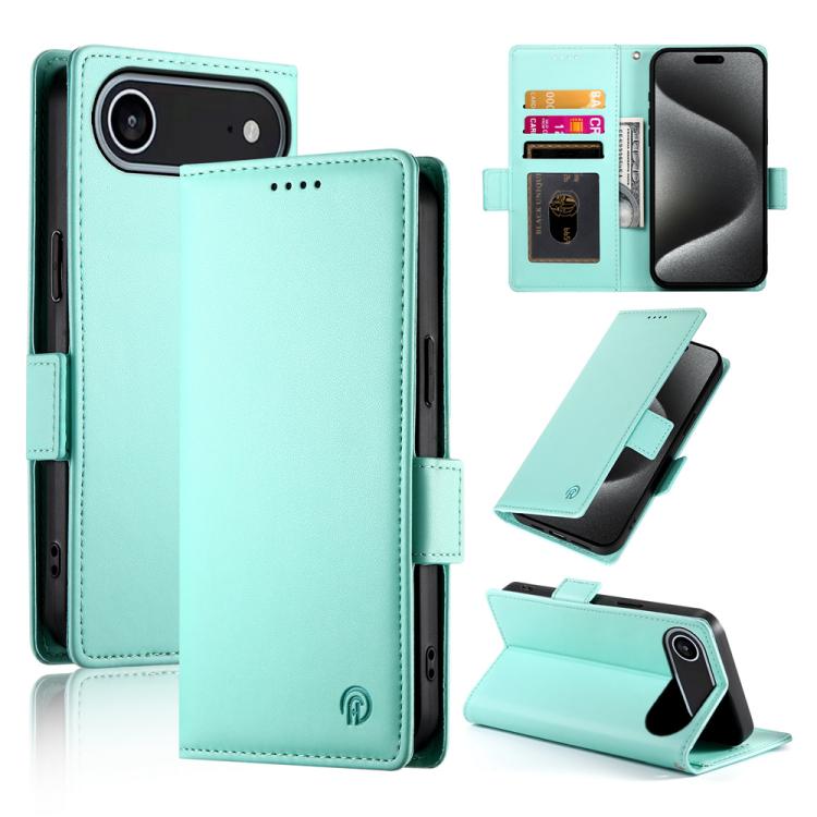 

For iPhone Air Side Buckle Magnetic Frosted Leather Phone Case(Mint Green)