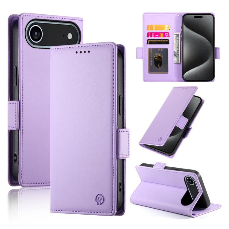 

For iPhone 17 Air Side Buckle Magnetic Frosted Leather Phone Case(Purple)