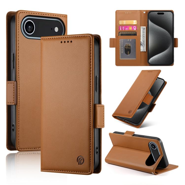 

For iPhone Air Side Buckle Magnetic Frosted Leather Phone Case(Brown)