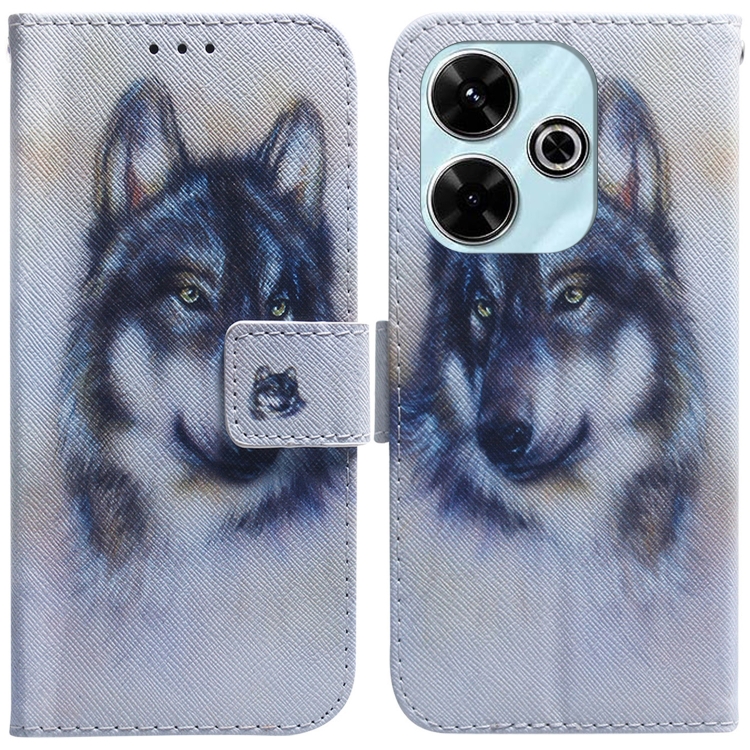 

For Xiaomi Redmi 13 4G Coloured Drawing Flip Leather Phone Case(White Wolf)