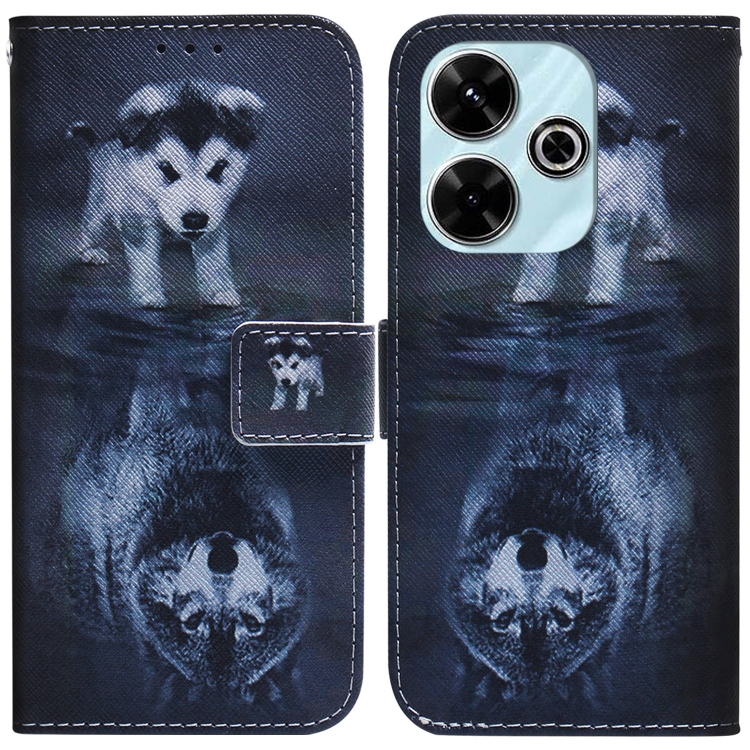 

For Xiaomi Redmi 13 4G Coloured Drawing Flip Leather Phone Case(Wolf and Dog)