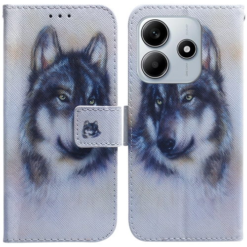 

For Redmi Note 14 5G Coloured Drawing Flip Leather Phone Case(White Wolf)