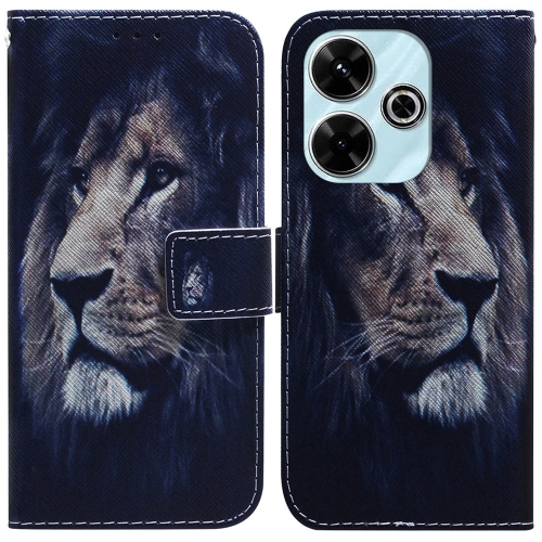 

For Xiaomi Poco M6 4G Coloured Drawing Flip Leather Phone Case(Lion)