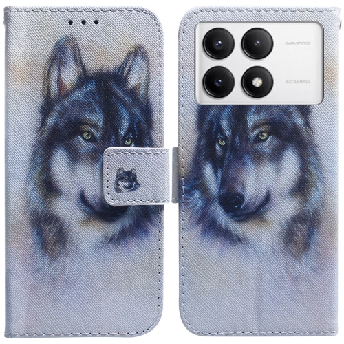 

For Xiaomi Poco F6 Pro Coloured Drawing Flip Leather Phone Case(White Wolf)