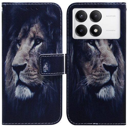 

For Xiaomi Poco F6 Pro Coloured Drawing Flip Leather Phone Case(Lion)