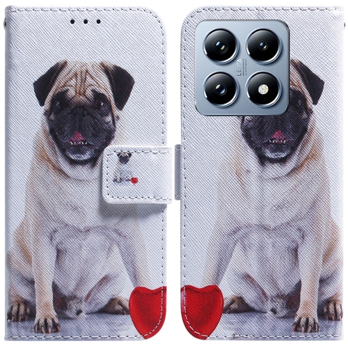 

For Xiaomi 14T Pro Coloured Drawing Flip Leather Phone Case(Pug)