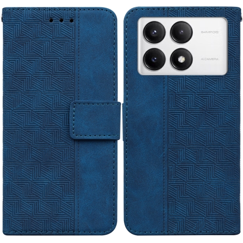 

For Xiaomi Redmi K70 Pro / K70 Geometric Embossed Leather Phone Case(Blue)