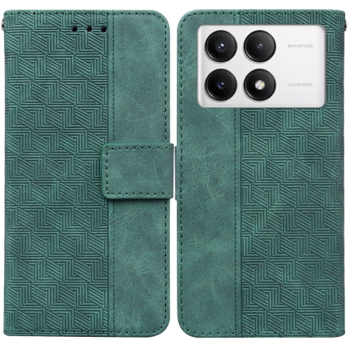 

For Xiaomi Redmi K70 Pro / K70 Geometric Embossed Leather Phone Case(Green)