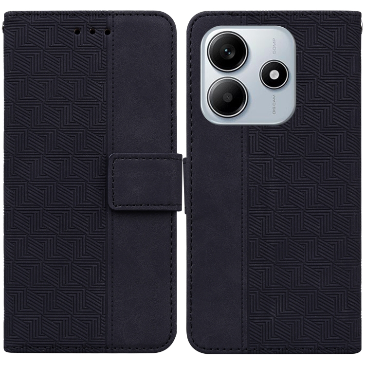 

For Redmi Note 14 5G Geometric Embossed Leather Phone Case(Black)