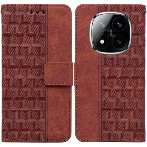 

For Redmi Note 14 Pro / Note 14 Pro+ 5G Geometric Embossed Leather Phone Case(Brown)