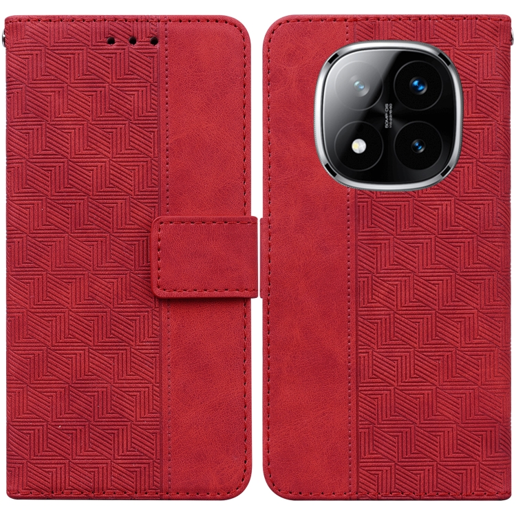 

For Redmi Note 14 Pro / Note 14 Pro+ 5G Geometric Embossed Leather Phone Case(Red)