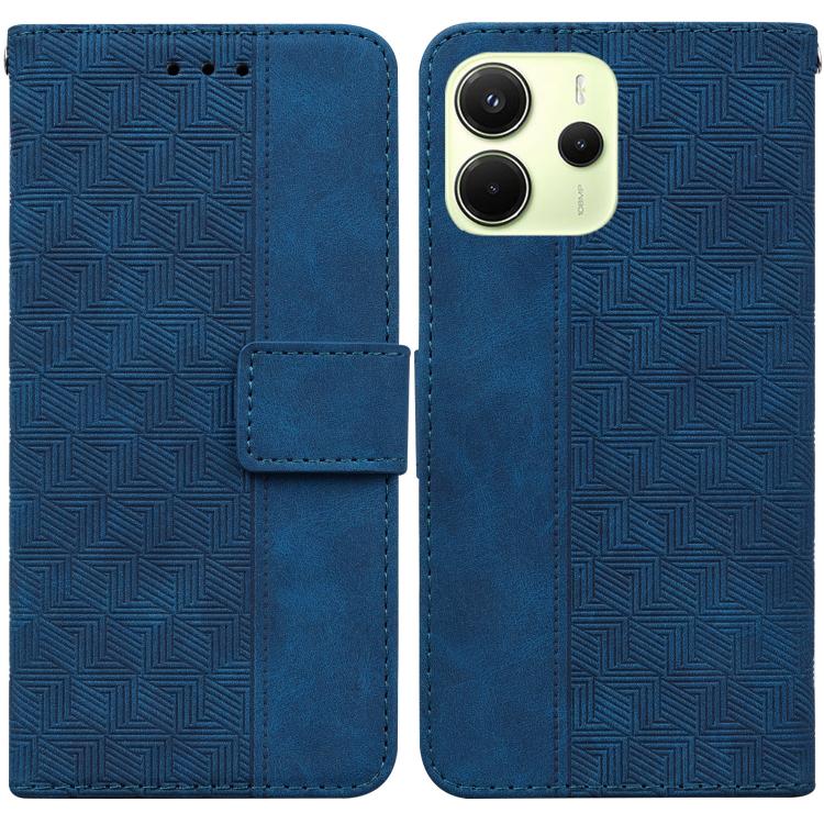 

For Redmi Note 14 4G 163.25mm Geometric Embossed Leather Phone Case(Blue)