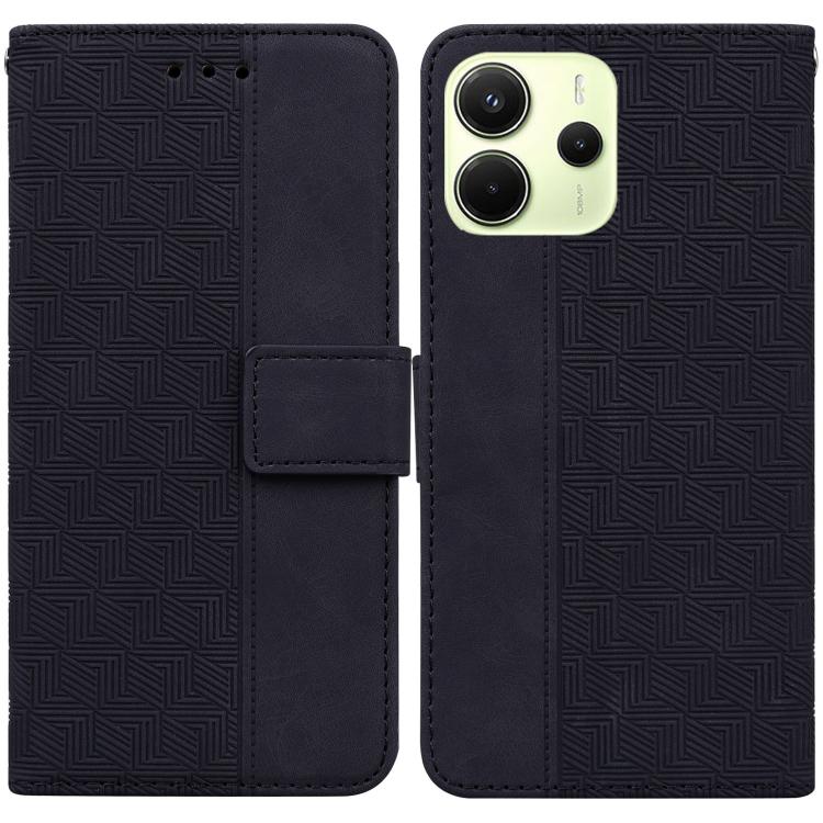 

For Redmi Note 14 4G 163.25mm Geometric Embossed Leather Phone Case(Black)