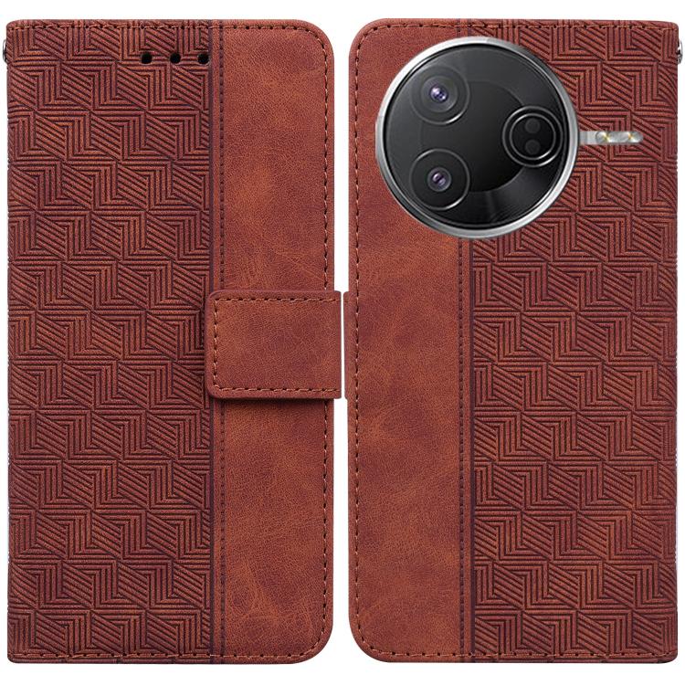 

For Redmi K80 / K80 Pro / Xiaomi Poco F7 Pro Geometric Embossed Leather Phone Case(Brown)