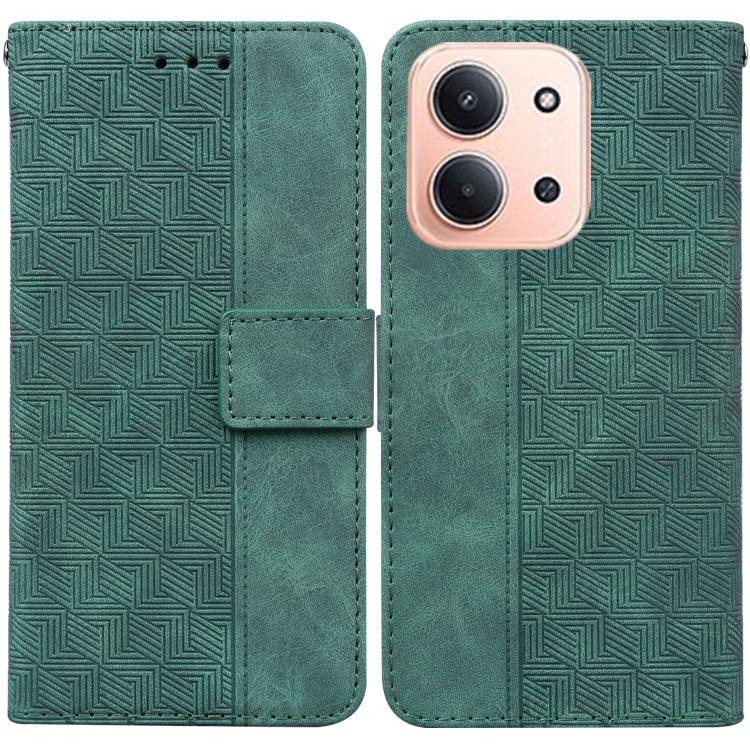 

For Redmi 15C 5G / 4G EU 173mm / Poco C85 5G Geometric Embossed Leather Phone Case(Green)