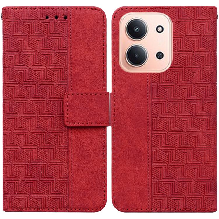 

For Redmi 15C 5G / 4G EU 173mm / Poco C85 5G Geometric Embossed Leather Phone Case(Red)