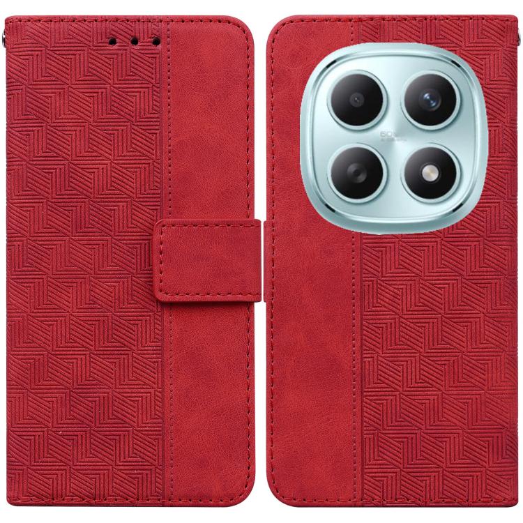 

For Redmi Note 15 4G / 5G Global 164mm / Poco M8 5G Geometric Embossed Leather Phone Case(Red)