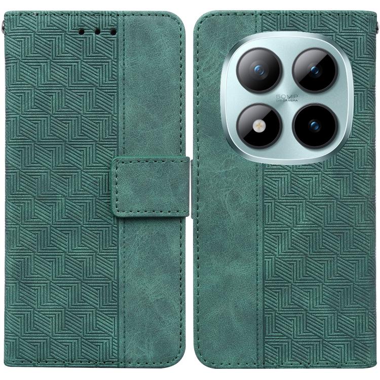 

For Redmi Note 15 Pro 5G Global 163.6mm Geometric Embossed Leather Phone Case(Green)